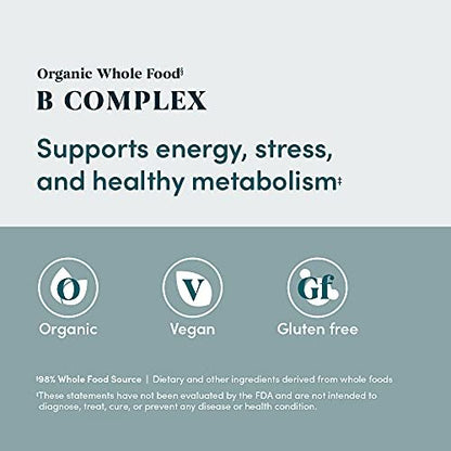 Amazon Elements Organic Whole Food B-Komplex – 98 % Vollwertkostquelle, Nahrungsergänzungsmittel mit Vitaminen aus Vollwertkost, 60 Tabletten