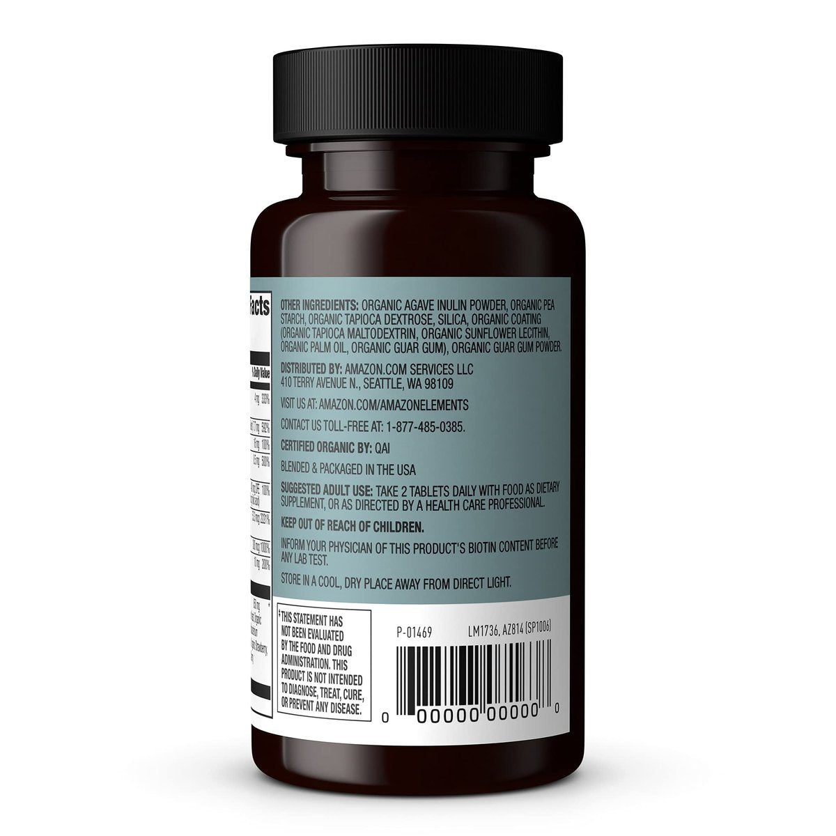Amazon Elements Organic Whole Food B-Komplex – 98 % Vollwertkostquelle, Nahrungsergänzungsmittel mit Vitaminen aus Vollwertkost, 60 Tabletten