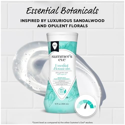 Summer's Eve Essential Botanicals All-Over Daily Feminine Wash mit Arganöl – Sanfte pH-ausgeglichene Körperwäsche für Frauen, entfernt vaginale Gerüche und erfrischt, 355 ml