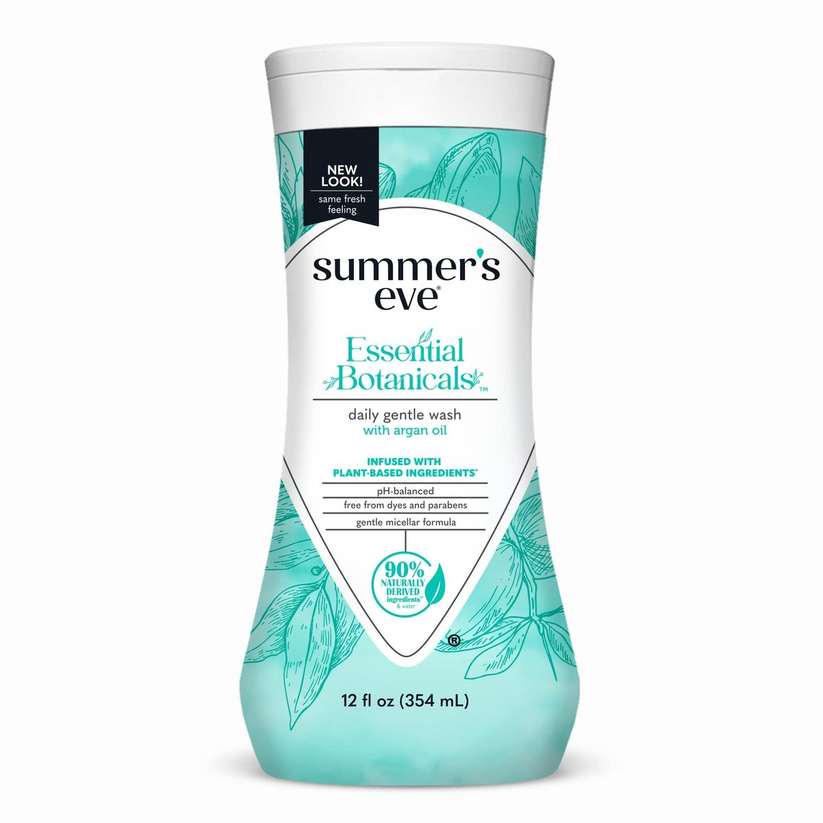 Summer's Eve Essential Botanicals All-Over Daily Feminine Wash mit Arganöl – Sanfte pH-ausgeglichene Körperwäsche für Frauen, entfernt vaginale Gerüche und erfrischt, 355 ml