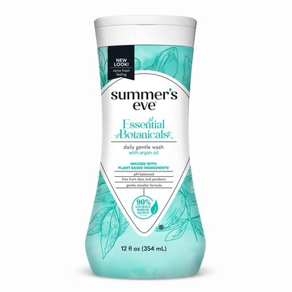 Summer's Eve Essential Botanicals All-Over Daily Feminine Wash mit Arganöl – Sanfte pH-ausgeglichene Körperwäsche für Frauen, entfernt vaginale Gerüche und erfrischt, 355 ml