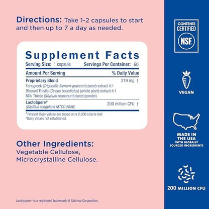 Mommy's Bliss Postnatales Stillunterstützungspräparat mit Probiotika: Fenchel, Bockshornklee, Mariendistel und Milchdistel für die Milchproduktion, postpartale Immununterstützung (60 Portionen)