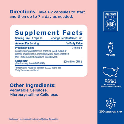 Mommy's Bliss Postnatales Stillunterstützungspräparat mit Probiotika: Fenchel, Bockshornklee, Mariendistel und Milchdistel für die Milchproduktion, postpartale Immununterstützung (60 Portionen)