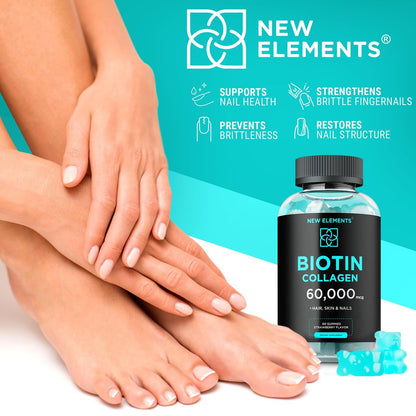 Biotin & Collagen Peptides Gummies – 50.000 mcg Kollagen + 10.000 mcg Biotin | Haar, Haut & Nägel Unterstützung für Männer & Frauen | Haarwachstum, strahlende Haut & starke Nägel | Nicht-GVO, kaubar, großartiger Geschmack