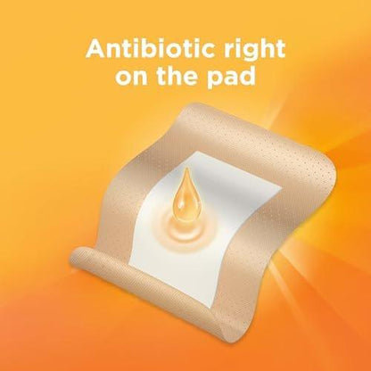 Band-Aid Marke Infektionsschutz Wundpflaster mit Neosporin Antibiotischer Salbe auf der Kompresse – Groß, 6 Stück, Steril