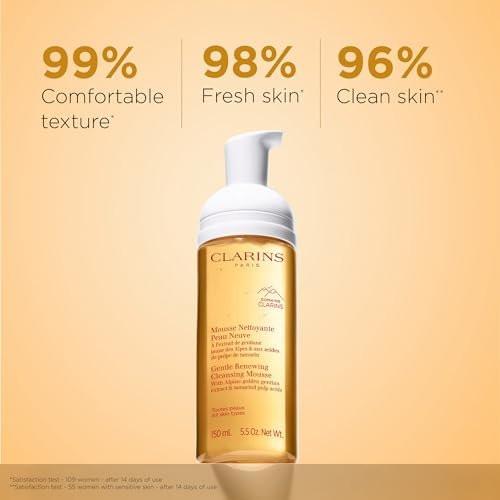 Clarins Sanfte Reinigungsschaum | Reinigt, Peelt sanft & Erfrischt | Schäumender Mousse | Seifenfrei | SLS-frei | Dermatologisch getestet | Peeling mit Tamarindenextrakt reich an AHAs | 150 ml