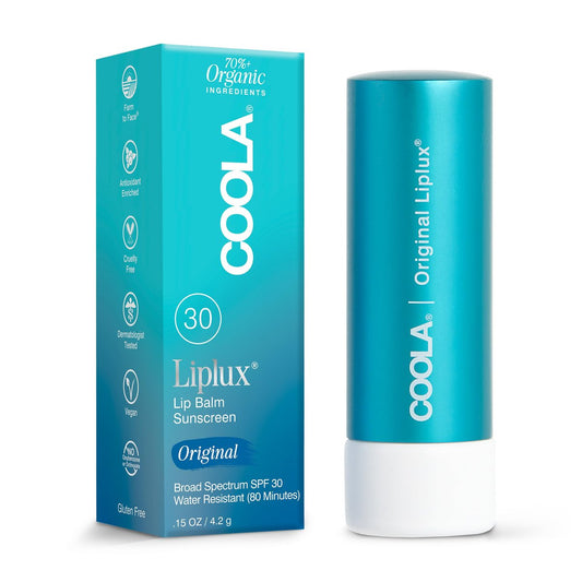 COOLA Organic Liplux Lippenbalsam mit Lichtschutzfaktor SPF 30 – Täglicher Schutz für empfindliche Lippen, vegan und glutenfrei, 0,15 Unzen