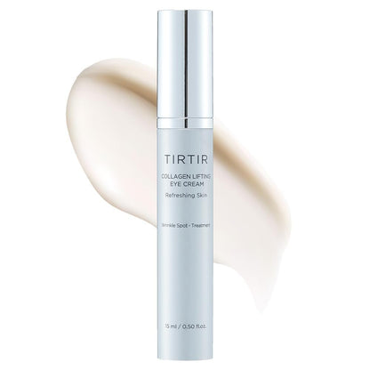 TIRTIR Collagen Lifting Eye Cream mit Roller-Applikator – Anti-Aging Augenpflege gegen Falten, Tränensäcke & feine Linien, straffend für Männer & Frauen, 15 ml