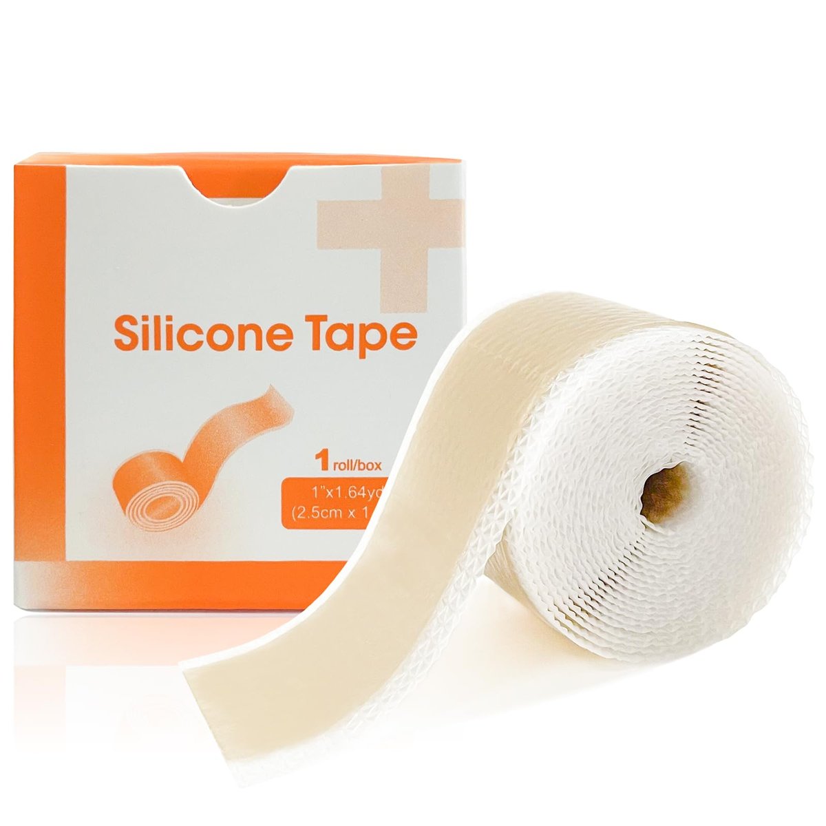 CARBOU Silikon-Narbenpflaster (1" x 60" Rolle), weiches Silikon-Narbenband zur Narbenentfernung, wiederverwendbar, reißfest, schmerzfrei, für Operationen, Kaiserschnitt, Verbrennungen, Akne, Keloid, Schilddrüse