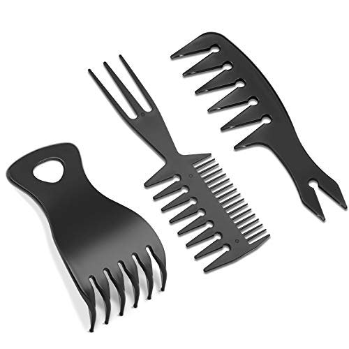 3-teiliges Styling-Kamm-Set - Texturierender Kamm, Tri-Comb, Doppelseitige Bürsten, Breitzahn-Shaping und Teasing-Werkzeuge für langes, dickes, lockiges Haar
