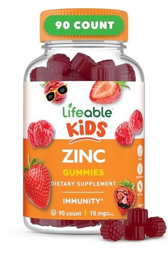 Lifeable Zink Gummis für Kinder | 15 mg | Lecker schmeckende Zink-Ergänzung | GVO-frei, vegetarisch | Für gesunde Haut und Immununterstützung | 90 Gummis