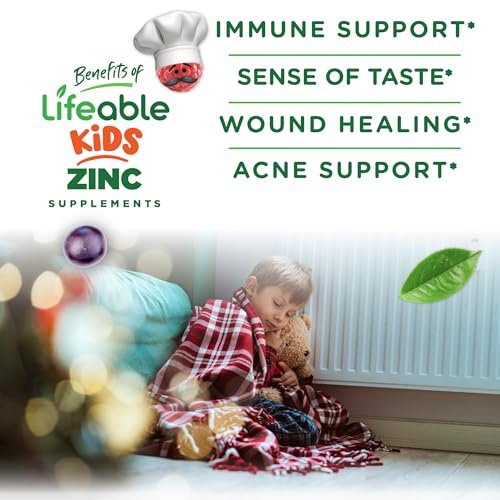Lifeable Zink Gummis für Kinder | 15 mg | Lecker schmeckende Zink-Ergänzung | GVO-frei, vegetarisch | Für gesunde Haut und Immununterstützung | 90 Gummis