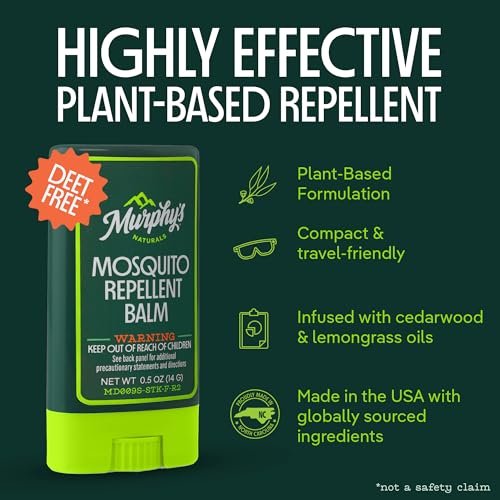 Murphy's Naturals Mückenschutz-Balsam-Stick, pflanzliche Inhaltsstoffe, Reisegröße, 0,5 Unzen pro Stück, 3er-Pack
