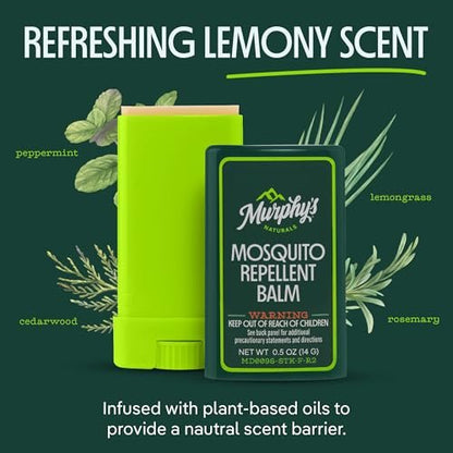 Murphy's Naturals Mückenschutz-Balsam-Stick, pflanzliche Inhaltsstoffe, Reisegröße, 0,5 Unzen pro Stück, 3er-Pack