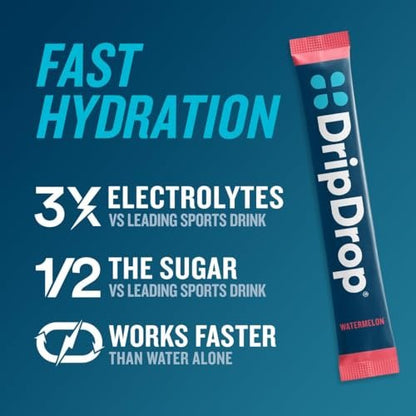 DripDrop Hydration Packets – Bold Variety Pack – Elektrolyt-Pulver für Getränke – Wassermelone, Beere, Zitrone, Orange – Non-GMO, glutenfrei, vegan – 16 Sticks