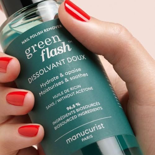 Manucurist Green Flash Nagellackentferner – pflanzlich, acetatfrei, mit Blütenduft, 100 ml