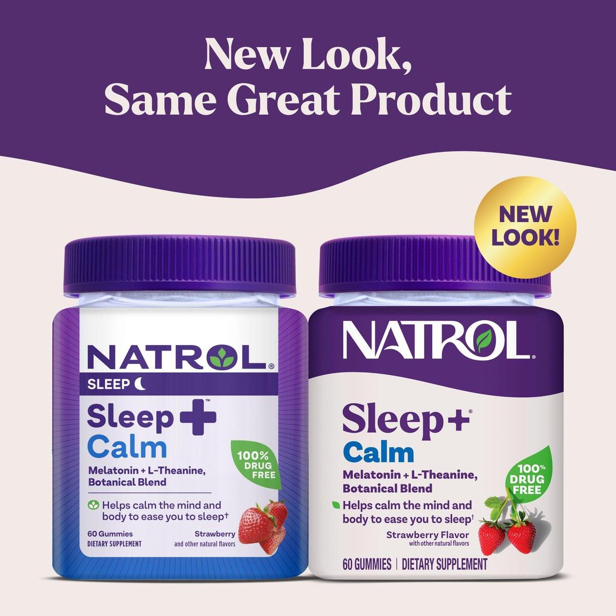 Natrol Sleep+ Calm Melatonin Gummies für Erwachsene, Schlafgummis mit Erdbeergeschmack, 60 Gummis, 30-Tage-Vorrat