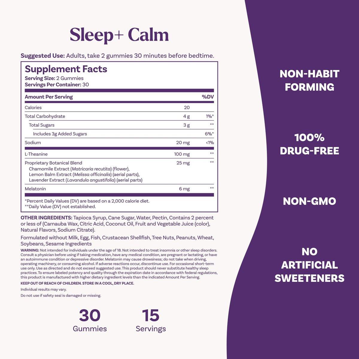 Natrol Sleep+ Calm Melatonin Gummies für Erwachsene, Schlafgummis mit Erdbeergeschmack, 60 Gummis, 30-Tage-Vorrat