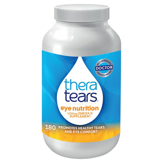 TheraTears Omega-3 Nahrungsergänzungsmittel für die Augengesundheit, 1200mg Fischöl und Bio-Leinöl mit Vitamin E, 180 Kapseln