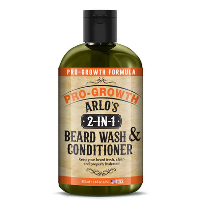 Arlo's 2-in-1 Beard Wash & Conditioner 12 oz. – Pro Growth Formula für kräftigen Bartwuchs
