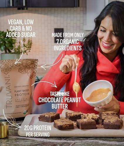 Truvani Veganes Erbsenproteinpulver | Schokolade Erdnussbutter | 20g Bio Pflanzliches Protein | 1 Portion | Keto | Gluten- & Laktosefrei | Low Carb | Ohne Zuckerzusatz