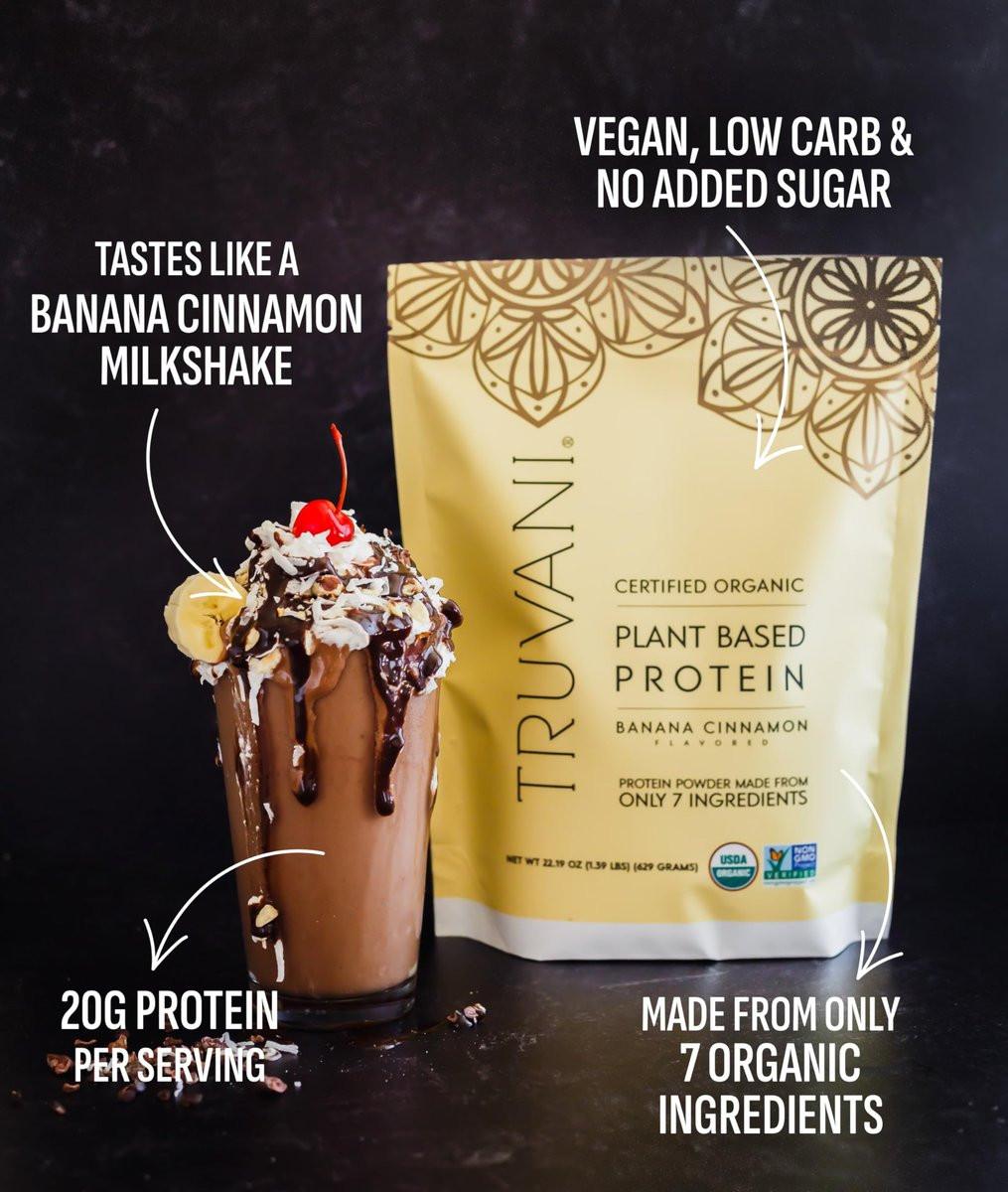 Truvani Bio-Erbsenproteinpulver | Banane Zimt | 20g pflanzliches Protein | Keto & glutenfrei | Ohne Zuckerzusatz