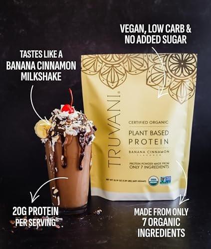 Truvani Bio-Erbsenproteinpulver | Banane Zimt | 20g pflanzliches Protein | Keto & glutenfrei | Ohne Zuckerzusatz