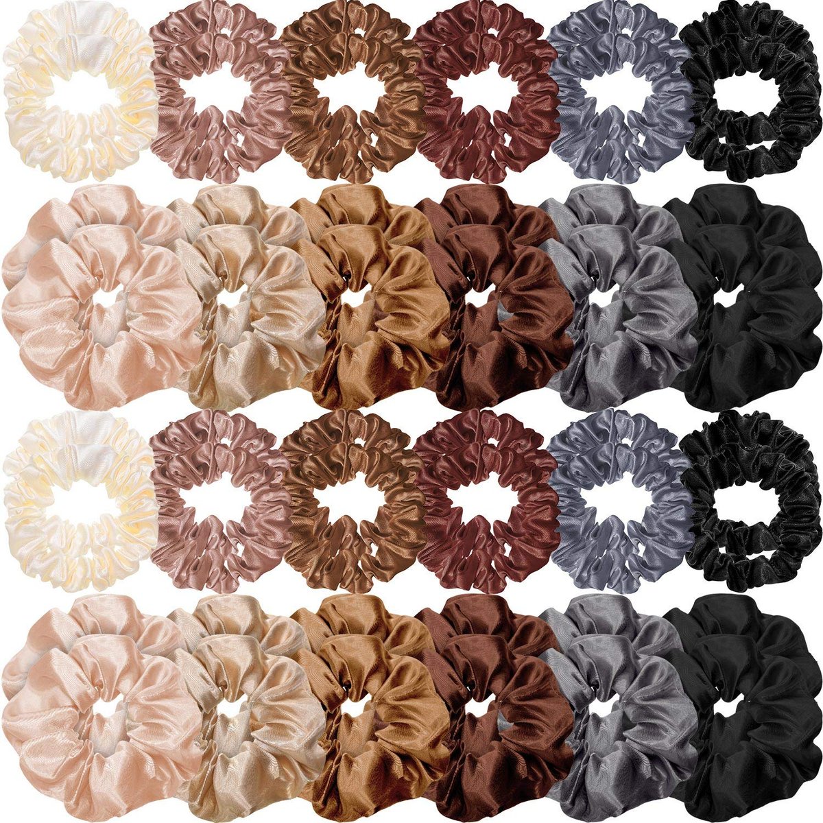 Hanaive 48 Stück Satin-Seiden-Scrunchies - Elastische Haargummis, Haarbänder, Pferdeschwanz-Halter und Haardekoration in schönen Farben für Frauen und Mädchen