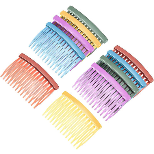 Chuangdi 10er-Pack Haarkämme für Frauen – Dekorative French Hair Side Combs für feines, lockiges Haar – Bunte Kunststoffkämme mit 14 breiten Zähnen für Sommer, Party, Hochzeit, Tanz, Geschenke