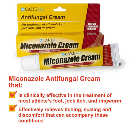 CareAll Miconazolnitrat 2% Antimykotikum-Creme 1,0 oz. (4er-Pack) – Behandelt Fußpilz, Jock Itch, Ringelflechte – Vergleichbar mit Markenprodukten