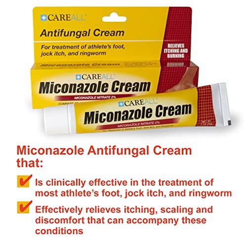 CareAll Miconazolnitrat 2% Antimykotikum-Creme 1,0 oz. (4er-Pack) – Behandelt Fußpilz, Jock Itch, Ringelflechte – Vergleichbar mit Markenprodukten
