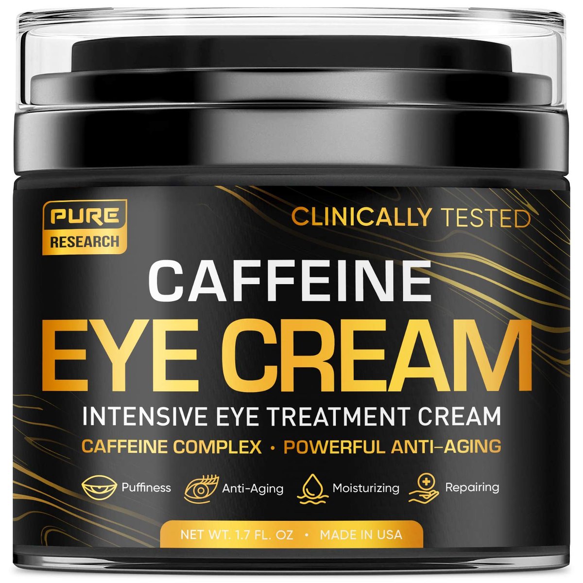 Koffein Augencreme gegen Anti-Aging, Augenringe, Tränensäcke & Schwellungen – Straffende Unteraugen- & Gesichtscreme für Männer & Frauen 1,7 oz