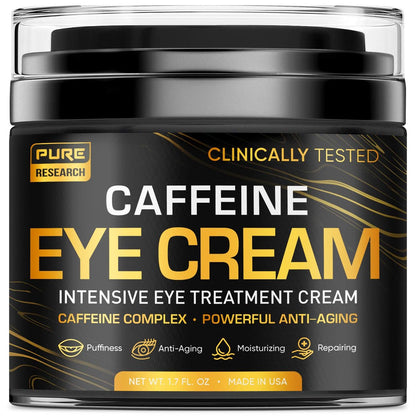 Koffein Augencreme gegen Anti-Aging, Augenringe, Tränensäcke & Schwellungen – Straffende Unteraugen- & Gesichtscreme für Männer & Frauen 1,7 oz