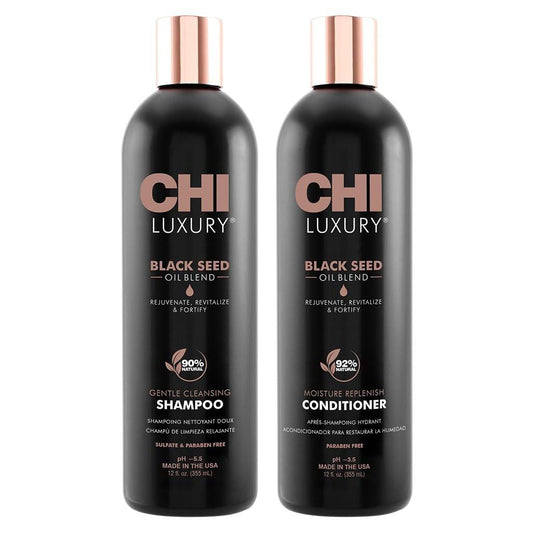 CHI Black Seed Oil Blend Sanftes Reinigungsshampoo & Feuchtigkeitsspendender Conditioner 12 Fl Oz (2er-Pack)