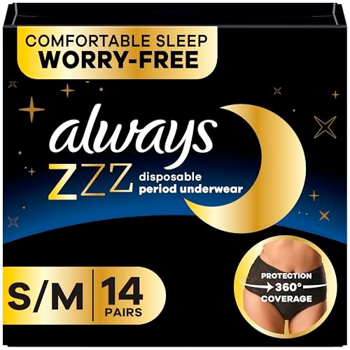 Always ZZZ Nachthemden für Damen, Einweg-Unterwäsche für die Periode, Größe S/M, 360°-Schutz für sorgenfreie Nächte, 14 Stück (2 x 7)