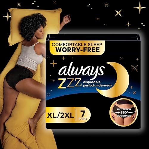 Always ZZZ Overnight Einweg-Periode-Unterwäsche für Damen, Extra Large/2XL, 360°-Abdeckung für sorgenfreie Nächte, 14 Stück (2 Packungen à 7)