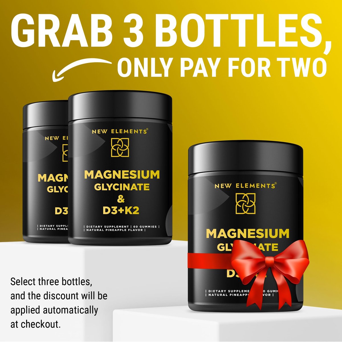 Calm Magnesium Glycinate Gummies 500mg mit hochdosiertem Vitamin D3 10000 IE & Vitamin K2 100mcg | Stressabbau, Entspannung & Knochenunterstützung für Erwachsene | Vegan, Nicht-GVO, Glutenfrei, Ananasgeschmack