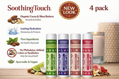 Soothing Touch Vegan Lippenbalsam – Lime & Rose, 4er-Pack