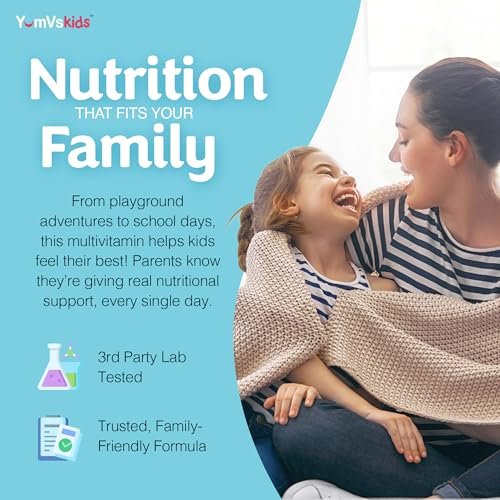 YumVs Kinder Multivitamin mit Eisen & Mineralien – Kautabletten – Trauben- und Beerengeschmack – für Kleinkinder & Kinder ab 2 Jahren – tägliches Multivitamin für Immununterstützung – Koscher, Nicht-GVO – 120 Kautabletten
