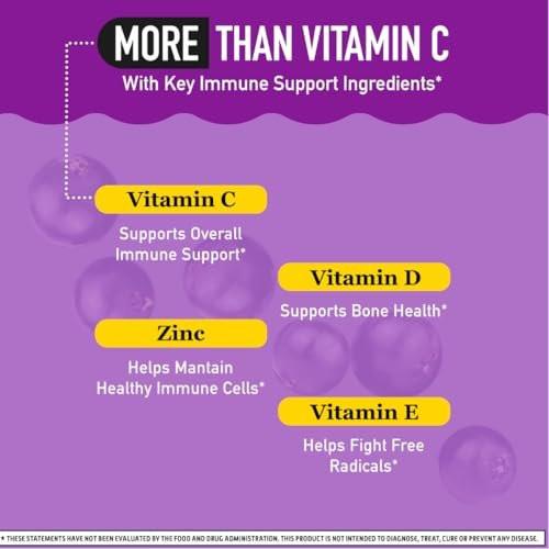 Airborne Holunderbeere + Zink & Vitamin C Gummibärchen für Erwachsene, Immununterstützung mit Vitamin D & Zink, starke antioxidative Vitamine C, D & E - 50 Gummibärchen, Holunderbeergeschmack