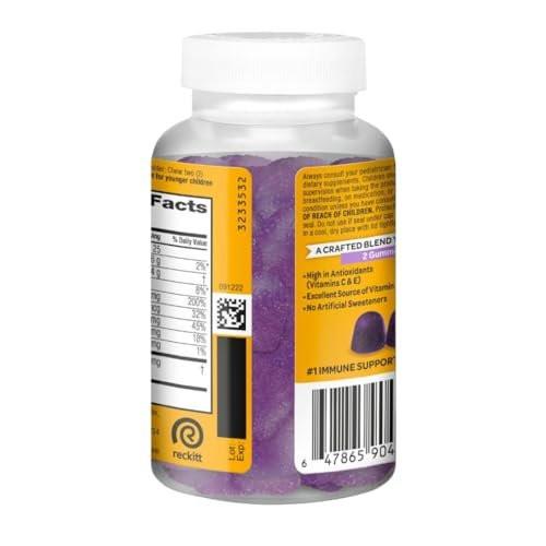 Airborne Holunderbeere + Zink & Vitamin C Gummibärchen für Erwachsene, Immununterstützung mit Vitamin D & Zink, starke antioxidative Vitamine C, D & E - 50 Gummibärchen, Holunderbeergeschmack