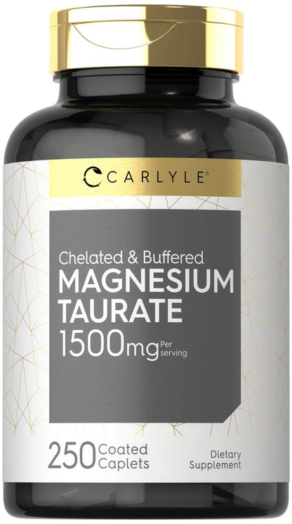 Carlyle Magnesium Taurat 1500 mg | 250 Kapseln | Chelat & gepuffert | Vegetarisch, Nicht-GVO, Glutenfrei