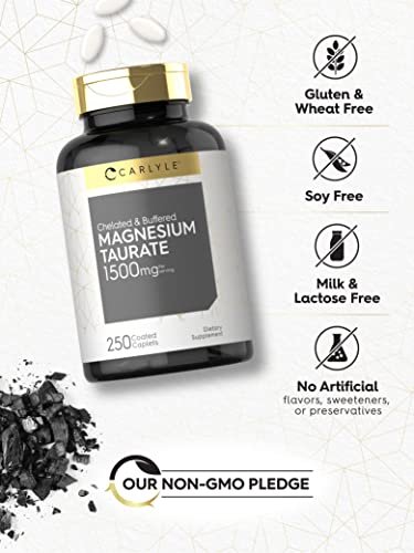 Carlyle Magnesium Taurat 1500 mg | 250 Kapseln | Chelat & gepuffert | Vegetarisch, Nicht-GVO, Glutenfrei