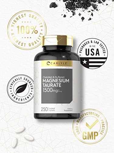 Carlyle Magnesium Taurat 1500 mg | 250 Kapseln | Chelat & gepuffert | Vegetarisch, Nicht-GVO, Glutenfrei