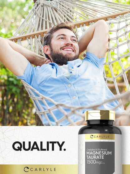 Carlyle Magnesium Taurat 1500 mg | 250 Kapseln | Chelat & gepuffert | Vegetarisch, Nicht-GVO, Glutenfrei