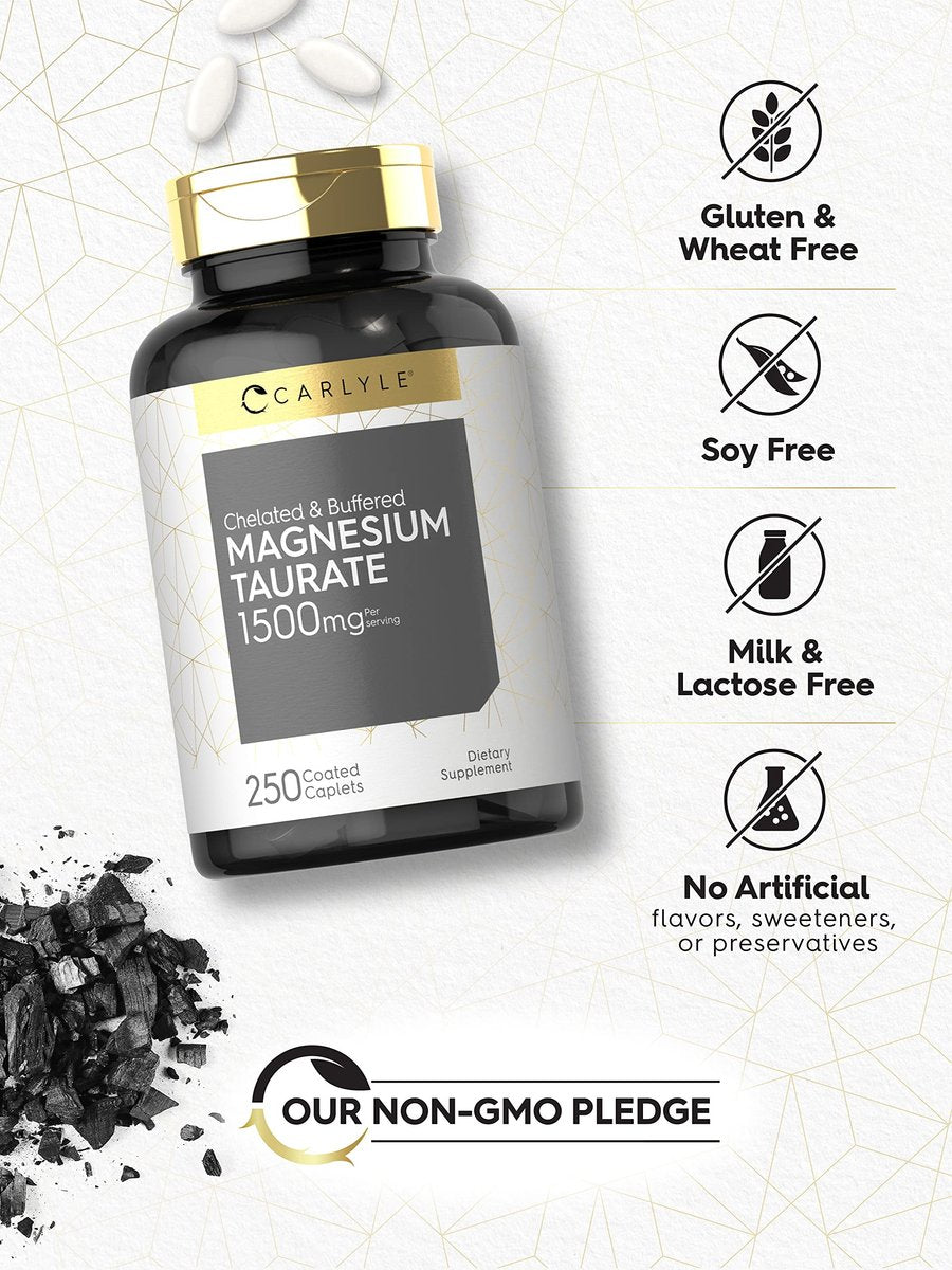 Carlyle Magnesium Taurat 1500 mg | 250 Kapseln | Chelat & gepuffert | Vegetarisch, Nicht-GVO, Glutenfrei