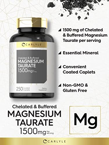 Carlyle Magnesium Taurat 1500 mg | 250 Kapseln | Chelat & gepuffert | Vegetarisch, Nicht-GVO, Glutenfrei