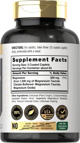 Carlyle Magnesium Taurat 1500 mg | 250 Kapseln | Chelat & gepuffert | Vegetarisch, Nicht-GVO, Glutenfrei