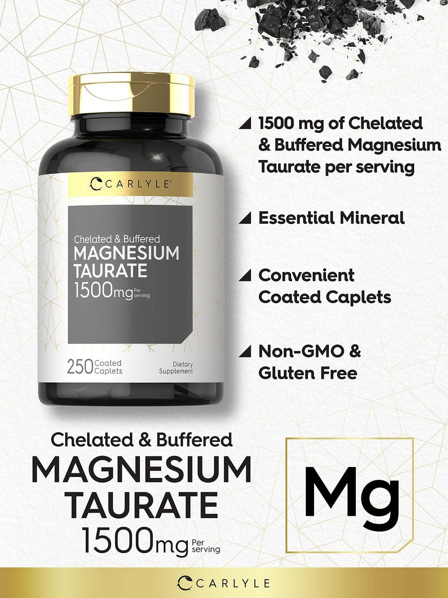 Carlyle Magnesium Taurat 1500 mg | 250 Kapseln | Chelat & gepuffert | Vegetarisch, Nicht-GVO, Glutenfrei