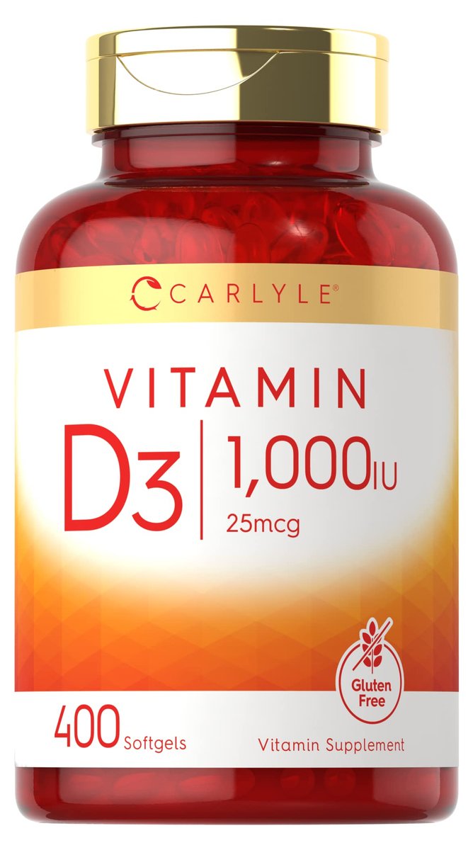 Carlyle Vitamin D3 1000 IE | 25 mcg | 400 Weichkapseln | Hochdosiert | Nicht-GVO & Glutenfrei